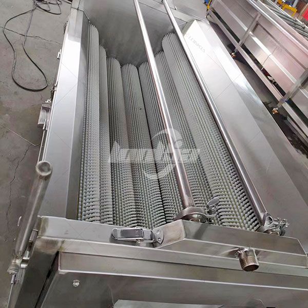 Brush roller cleaning and peeling machine